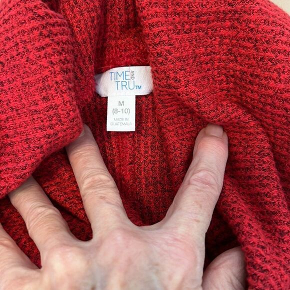 Time & Tru szM red and black marbled thermal long sleeve cowl neck sweater EUC - Picture 5 of 10